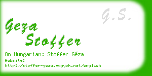 geza stoffer business card